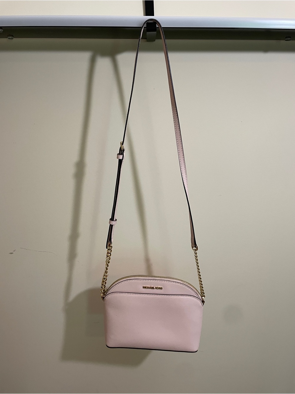 Michael Kors Blush Pink Leather Crossbody with Gold Chain